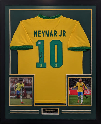 Soccer Neymar Junior framed autographed Beckett authenticated Jersey