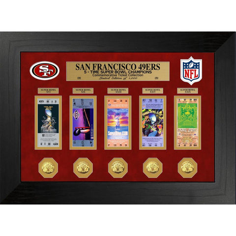 NFL 49ERS  Super Bowl Ticket And Game Coin Collection Framed