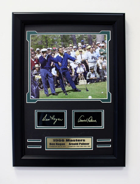 Golf Legends Arnold Palmer & Ben Hogan 1966 Masters Engraved Signature Collage.