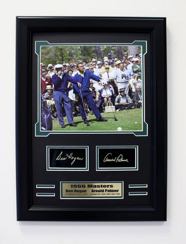 Golf Legends Arnold Palmer & Ben Hogan 1966 Masters Engraved Signature Collage.