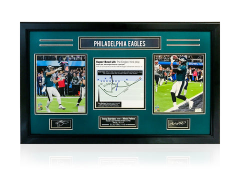 Eagles- Nick Foles & Trevor Burton "Philly Special" 3-photo frame. - National Memorabilia