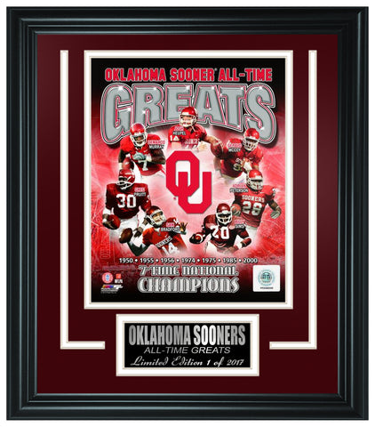 College Oklahoma Sooners All-Time Greats Limited Edition Frame. FTSQH017