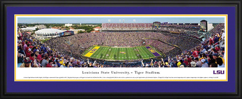 Louisiana State Tigers Football Poster Framed Panoramic Fan Cave Decor