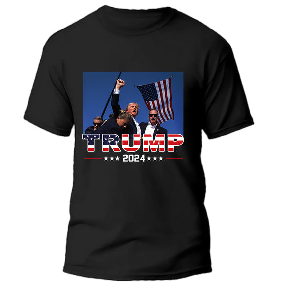 Donald Trump Assassination Attempt Survival 2024 Election- Black Shirt With Backgound