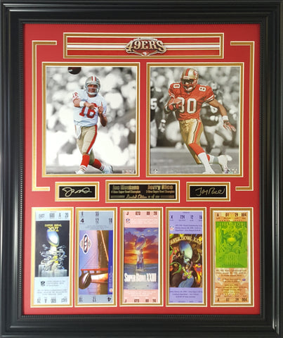 Football 49ers Joe Montana & Jerry Rice 5-Time Super Bowl Champions