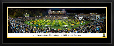 College- Appalachian State Mountaineers Football Run Out Panoramic Picture - Kidd Brewer Stadium Wall Decor