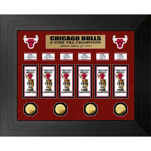 NBA BULLS 6-Time NBA Champions Deluxe Gold Coin & Banner Collection