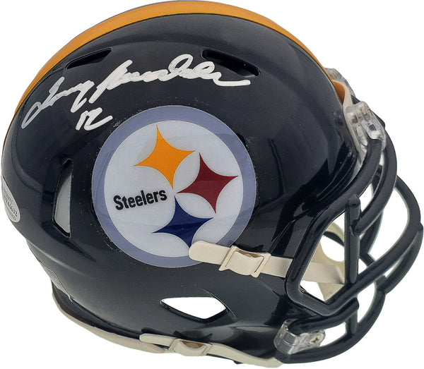 NFL STEELERS Terry Bradshaw Autographed Black Speed Mini Helmet Beckett