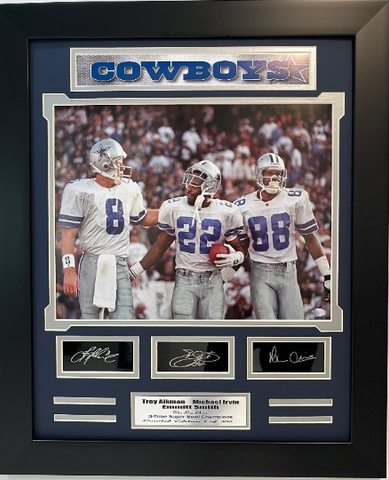 NFL Cowboys Emmitt Aikman & Irvin "The Big 3" Framed Collage.
