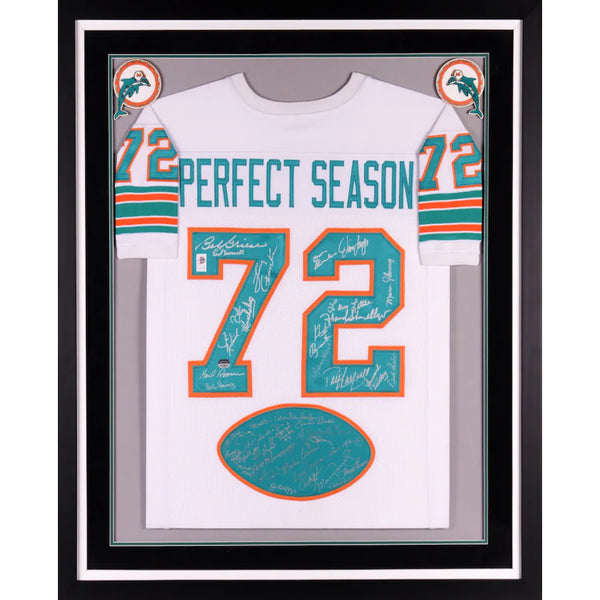 1972 Team Signed Miami Dolphins Deluxe Framed Autographed 40th Anniversary Jersey