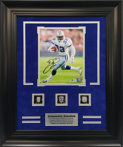 Dallas Cowboys - Cowboys Emmitt Smith Autographed Super Bowl Shadow Box Frame..