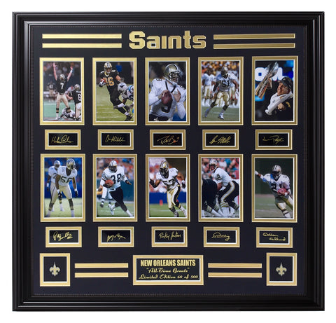 Saints-All-Time Greats 10-Photo engraved signature collage