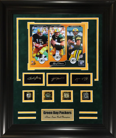 Rings Frames -Green Bay Packers Replica Rings Frame- Packers Starr,Favre,Rodgers Legacy Collection