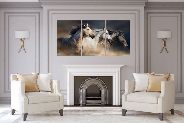 Animals & Wildlife Acrylic Wall Art Horses Run Triptych