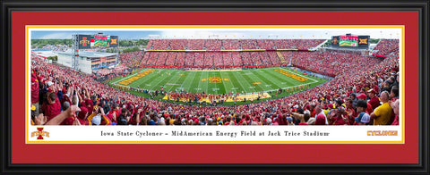 Iowa State Cyclones Football Panoramic Poster Framed - Jack Trice Stadium