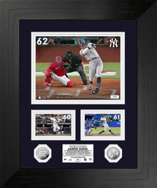 MLB YANKEES Aaron Judge AL Single Season HR Record Marquee Silver Coin Photo Mint