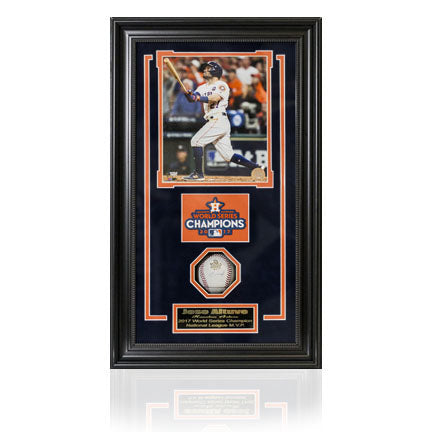 Astros-Jose Altuve Autographed Baseball Shadow Box Baseball In Shadow Box Frame. - National Memorabilia