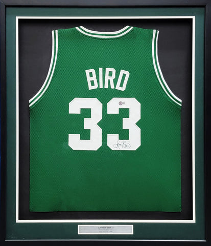 NBA CELTICS Larry Bird Autographed Jersey Framed Beckett Authenticated