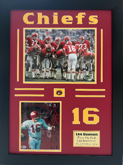 NFL Chiefs Len Dawson PSA Authenticated Autographed Photo Collage.