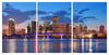 Cities & Skylines Downtown MIami Skyline 3-Panel Triptych Acrylic Wall Art