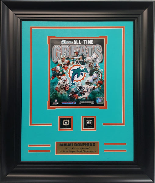 Rings Frame -Miami Dolphins All-Time Greats 2-Time Super Bowl Champion.