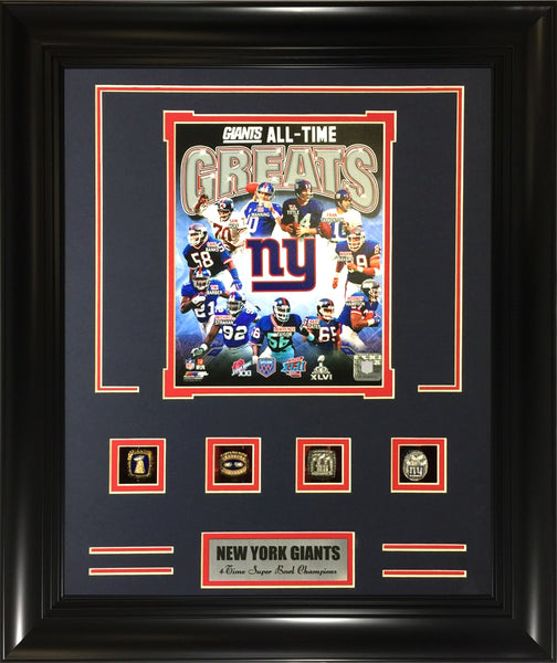 Rings Frames- New York Giants 4-Time Super Bowl Champion All-Time Greats