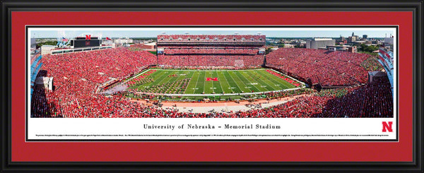 Nebraska Cornhuskers Football Panorama Framed - Memorial Stadium Panoramic Picture