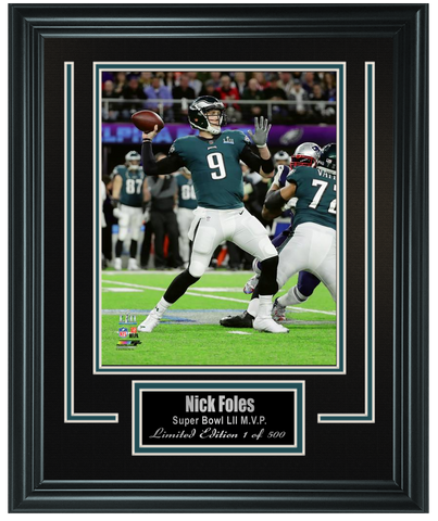 Nick Foles Super Bowl LII MVP Throwing action shot Framed.