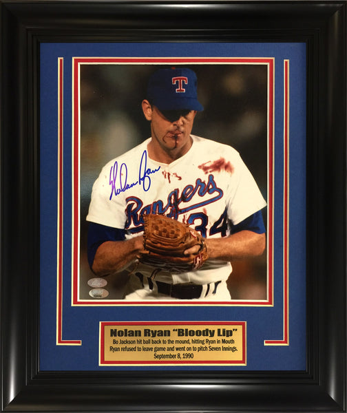 MLB-Nolan Ryan Bloody Lip Autographed 8x10 photo Framed