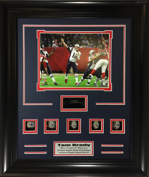 Rings Frames- Tom Brady 5-Time Super Bowl Champ  G.O.A.T.