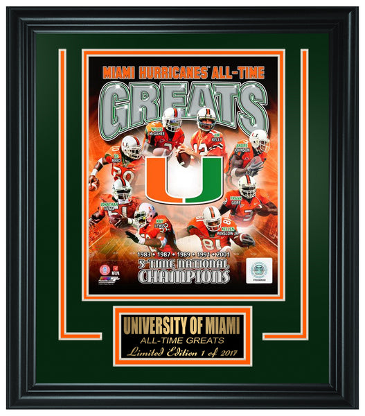 University Of Miami Limted Edition All-Time Greats Frame FTSQH018
