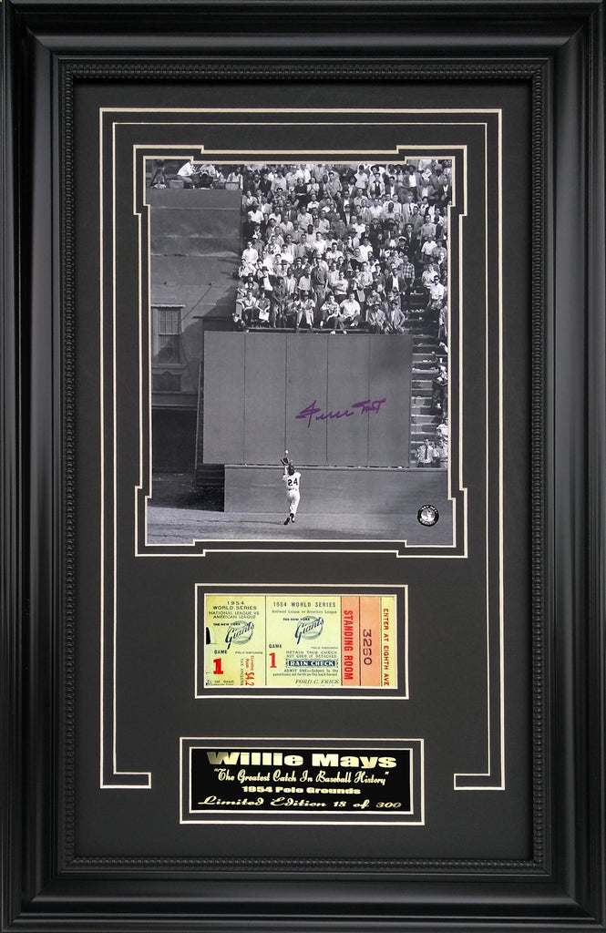 Willie Mays Autographed and Framed Black Giants Jersey