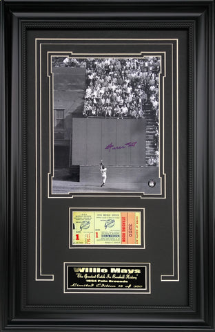 MLB - Giants Baseball-Willie Mays "The Catch" Autographed Framed Ticket Collage