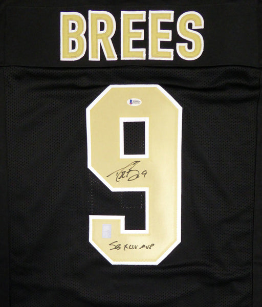 SaintsSAINTS DREW BREES AUTOGRAPHED SIGNED BLACK JERSEY "SB XLIV MVP" BECKETT BAS