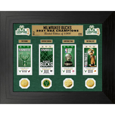 NBA BUCKS 2021 NBA Finals Champions Deluxe Gold Coin & Ticket Collection