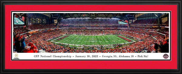 Georgia Bulldogs 2022 CFP National Championship Game - Georgia vs. Alabama Panoramic Picture Framed - Pick Six!