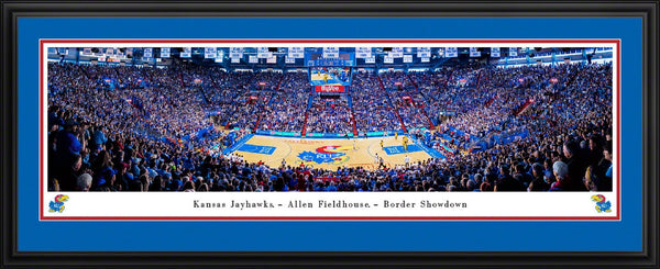 Kansas Jayhawks Basketball Panoramic Picture Framed - Allen Fieldhouse Fan Cave Decor