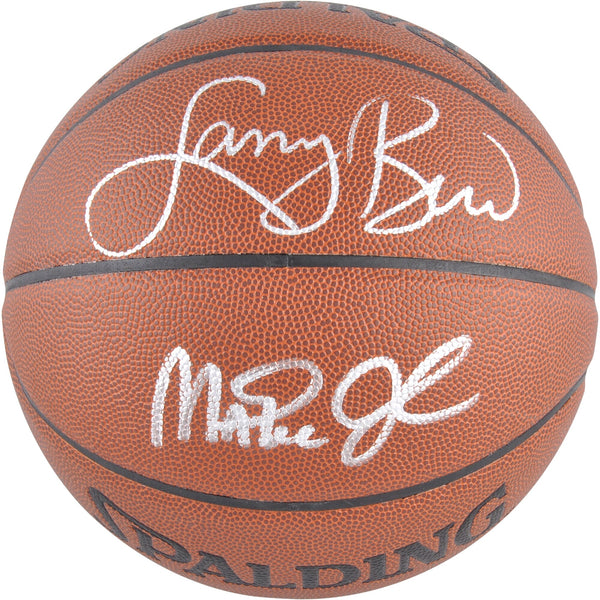 Larry Bird Boston Celtics & Magic Johnson Los Angeles Lakers Dual Autographed Spalding Indoor Outdoor Basketball
