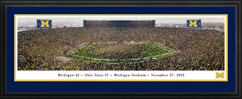 Michigan Wolverines Football Panoramic Picture Framed - Michigan Stadium Big House Fan Cave Decor