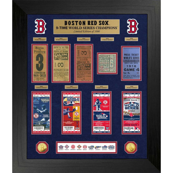 MLB Red Sox 9-Time World Series Champions Gold Coin & Ticket Collection
