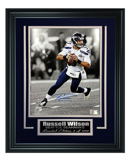 Seahawks-Russell Wilson Autographed Framed Spotlight 8x10 Photo