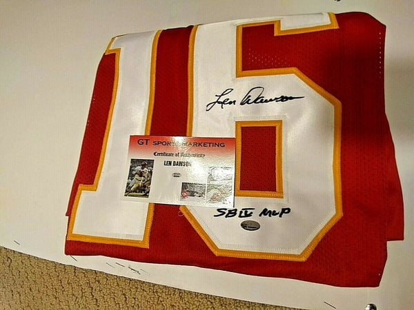 Chiefs SIGNED LEN DAWSON JERSEY/ S/B IV MVP INSCRIPTION GT SPORT CERTIFIED