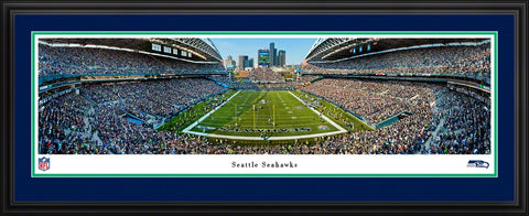 NFL Seahawks End Zone Panoramic Picture Framed  - Lumen Field NFL Fan Cave Decor