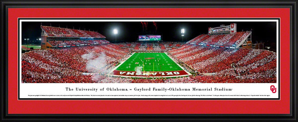 Oklahoma Sooners Panoramic Picture. Framed  - Gaylord Family Oklahoma Memorial Stadium