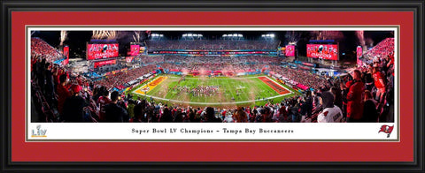 2021 Super Bowl LV Champions Panoramic Poster Framed - Tampa Bay Buccaneers