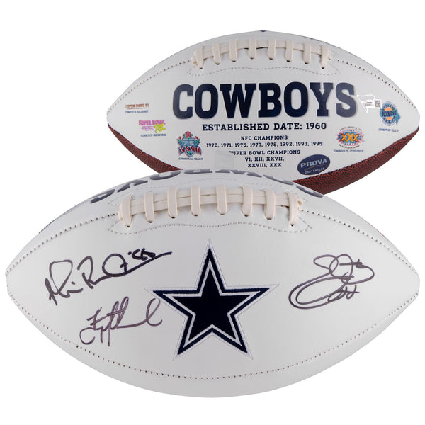 Troy Aikman, Michael Irvin & Emmitt Smith Dallas Cowboys Multi-Signed White Panel Football