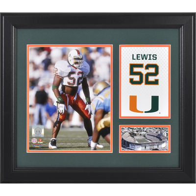 UNIVERSITY OF MIAMI-Ray Lewis Miami Hurricanes Framed 15" x 17" Campus Legend Collage
