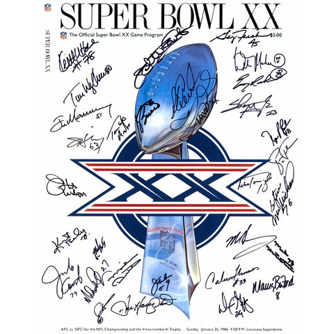 Bears Team Signed 16''x 20'' Super Bowl XX Cover Photograph with 30 Signatures