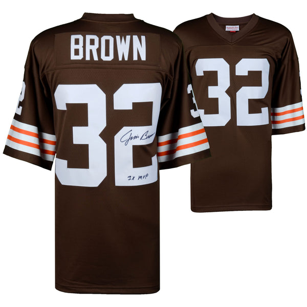 Jim Brown Cleveland Browns Autographed Mitchell & Ness Replica Jersey with "3X MVP" Inscription