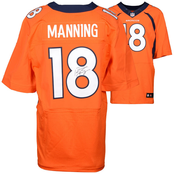 Peyton Manning Denver Broncos Autographed Nike Elite Orange Jersey.